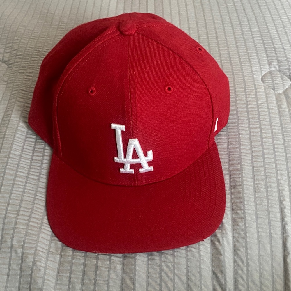 Red LA Baseball Cap for Kids - White Logo